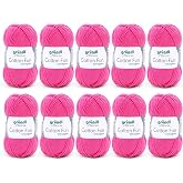 Gr ndl Wool Cotton Fun Crochet Yarn 10 Balls 50 g Fuchsia