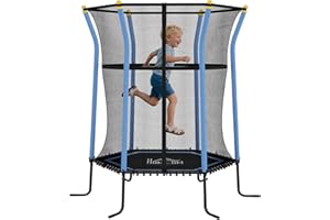 HOMCOM Trampolino Elastico per Bambini 3-10 Anni con Ingresso a Cerniera e Pali Imbottiti, Tappeto Elastico in Acciaio, PP e EPE, Ø163.5x163.5/190 cm