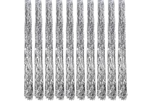 Oblique Unique 10x Lametta Glänzend 100cm für Weihnachtsbaum Baumschmuck Weihnachtsdeko Weihnachten Party Feier Deko Silber Gold Weiß Schwarz Pink Lila Blau Grün - Farbe Wählbar (Silber)