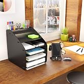 Mingitav Design OTTO Large Modest - 6 Renk A4 Evrak Rafı Masa&uuml;st&uuml; Organizer D&uuml;zenleyici (Siyah)