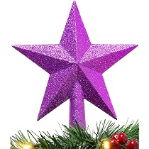 Lot De 3 étoiles De Cime Pour Sapin De Noël - 20 Cm - Pailletées Argent, Or, Rouge - Réutilisables Et Brillantes