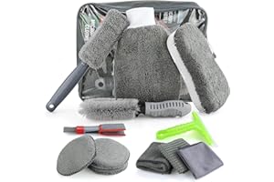 DNDGDLUA Kit de nettoyage intérieur et extérieur pour voiture, kit de nettoyage de voiture, kit de nettoyage extérieur, kit de nettoyage de voiture avec brosse à pneus, chiffons de nettoyage