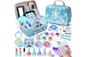 G.C ELSA Spielzeug Geschenke für Mädchen 4 5 6 7 8 Jahre, Kinderschminke Set mit Nageltrockner Peel-Off Nagellack Glitzer Tattoo, Eiskönigin Schminkkoffer Nagelstudio Rollenspiel Spielzeug Mädchen