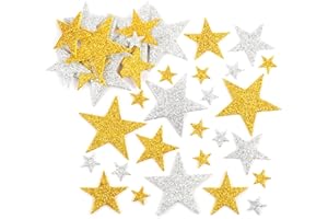 Baker Ross Autocollants étoiles or/argent en mousse (Paquet de 150) - Matériel créatif pour activités manuelles