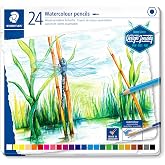 STAEDTLER 14610C M24 Design Journey Metal Box with 24 Assorted Colours Watercolour Pencils | Colores solubles al agua, difumi