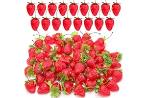 Meiwlong 30 PCS Künstliche Erdbeere Rot Realistisch Erdbeeren Gefälscht Simulation Kunststoff Früchte Erdbeere Lebensecht Ornament Faux Erdbeere Klein Requisiten Haushalt Küche Party Hochzeit