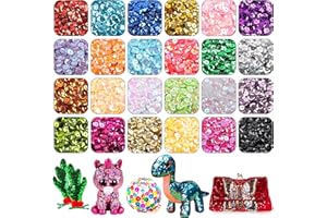 LOMIMOS 16000 PCS Sequins à Coudre,6 mm Paillettes Rondes de 24 Couleurs pour Loisirs Créatifs Couture Bricolage Fabrication d'Artisanat Décoration d'Ongles