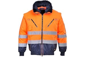 Portwest Cazadora 3 En 1 De Alta Visibilidad, Tamaño: XL, Color: Naranja/Marino, PJ50ONRXL