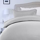 AmazonBasics Microfibre Duvet Set, Light Grey, 230cm x 220cm / 50cm x 80cm x2