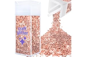 Hemway Craft Glitter Shaker 110g / 3.9oz Glitter for Arts, Crafts, Resin, Tumblers, Nails, Painting, Decoration, Festival, Cosmetic, Body - Super Chunky (1/8" 0.125" 3mm) - Rose Gold