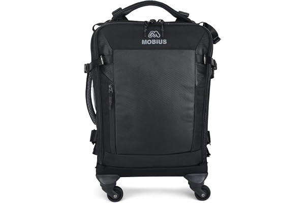 MOBIUS Adaptar DSLR Camera 4 Wheel Trolly Bag with Rain Cover 100% Waterproof DSLR Backpack with Camera Lens, Flash Charger and 17 Inch Laptop Compartment Tripod Holder Heavy Duty Rolling Camera Bag