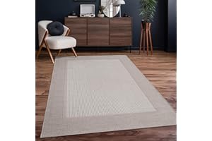 Paco Home Alfombra Exterior Interior Balcón Terraza Cocina Motivo Boho Étnico Moderno, tamaño:150 cm Cuadrado, Color:Beige 7