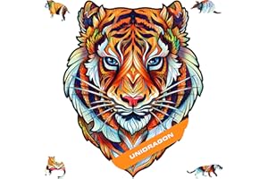 UNIDRAGON Original Holzpuzzle — Lieblicher Tiger, 700 Teile, Royal Größe 17.7 x 22 Zoll (45 x 56 cm) Schöne Geschenkverpackung, Einzigartige Form Erwachsene und Kinder