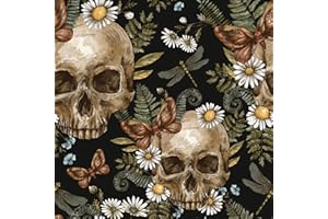 ALZKKLL Selbstklebend Schädel Tapete,44.5*300CM Verdicken Weiße Blumen Tapete Ablösbares Selbstklebendes Kontakt Papier Mehrzwecktapete DIY Abnehmbar Vinyl Klebefolie für Wohnzimmer Schlafzimmer Küche