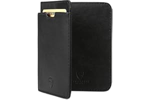 Vaultskin City męski portfel skórzany z blokadą RFID na karty Płaski portfel na karty do 9 kart płatniczych i kredytowych i gotówkę., czarny, Einheitsgröße,