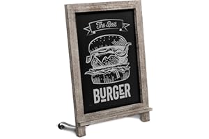 HBCY Creations Magnetic Tabletop Chalkboard - Weathered Wood - Rustic Sign with Wooden Frame & Non-Porous Writing Surface - for Tables, Countertops, & Walls - 12 x 17" / 30.5 x 43cm