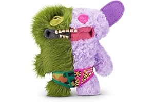 Fuggler Misfit Monsters 9-inch Series 1 (Captain-Undergrin - Green & Lilac Long & Curly pile) by ZURU, Funny Ugly Monster Plush Toy