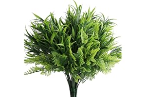 BELLE VOUS Plantas de Plastico Verdes (Pack de 6) Plantas Artificiales Decorativas para Interior/Exterior Colgantes - Follaje Hojas Verdes Artificiales, Hogar, Jardín, Cesta Colgante, Bodas, Oficina