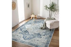 BEIMO Tappeto Salotto Pelo Corto Vintage, Tappeto Camera Da Letto, Tappeti Antiscivolo Lavabile, Tappeti Persiano per Cameretta, Soggiorno, Sala, Scendiletto, Blu Navy, 120x170cm