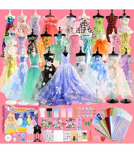 WUSUPU Fashion Design Kit,Kit de Création de Mode pour Filles,Design Mode Kit,Créatifs Coffret Styliste Activites avec Mannequin Couture Kits pour Cadeau d'anniversaire Fille 8-12+ans