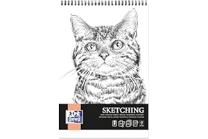 Oxford Artistic - Blocco da disegno, formato A4, 80 fogli, con spirale, per sketchbook, 90 g/m², carta priva di acidi, quaderno da disegno con robusto cartone posteriore, per disegnare e schizzi