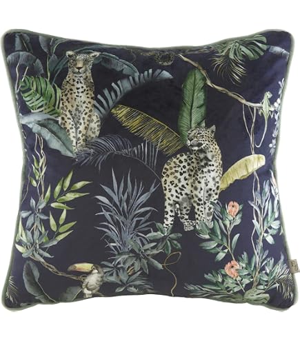 Paoletti Cheetah Forest Samt Kissenhülle – 50x30 Cm, Geparden-Design, Weich & Dekorativ