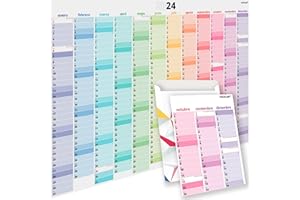 PACKLIST Planificador Anual 2024 Pared Español - Calendario Anual 2024 Tamaño Poster Grande DIN A1 84 x 60 cm - Planificador Anual Pared para Potenciar la Organización Familiar, Estudios y Trabajo