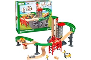 BRIO World 33887 Großes Lagerhaus-Set mit Aufzug - Zubehör Holzeisenbahn - Konstruktionsspielzeug empfohlen für Kinder ab 3 Jahren