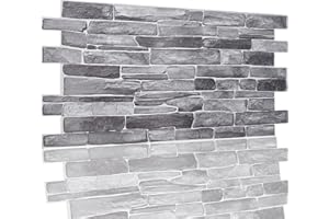 NOVECRAFTO Pannelli 3D per Parete Set di 10 pz coperture 4.61 m² - Pannelli PVC per Pareti Decorativi in Plastica - Dimensione del Pannello 96 cm x 48 cm - Ardesia Grigia Naturale con Effetto Mattone