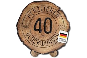 ‎DARO DESIGN DARO Design – Baumscheibe mit Gravur für 40. Geburtstag – Geburtstags Geschenk aus Holz – Hochwertige Holz Geschenke mit Gravur ideal für Geburtstag – Dicke 6mm, Durchmesser 20cm – Made in Germany