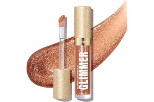 Revlon Super Lustrous Glimmer Gloss – Hydrating & Plumping Lip Gloss with Plant-Based Glitter, 3D Shimmer, 39% Hydration Boost & Oversized Applicator, Bronze Spark