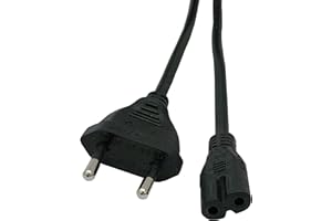 Naths Hardware | Euro-Netzkabel 1,8m | Netzteil 2-polig für Xbox One, PS4, Radio, Fernseher, UVM. | Euro 8 Doppelbuchse auf Netzstecker mit Schutzkontakt | Stromkabel schwarz