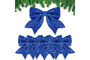 BHGT 5pcs Lazos Grandes para Árbol de Navidad Azules 24cm Lazos Navidad Adornos Navideños Decoración Regalos Casa