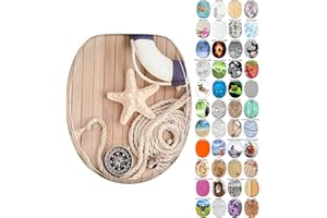 Sanilo Abattant WC, Grande sélection de lunettes de toilette, Finition de haute qualité, Charnières robustes, Fixation facile (Maritime)