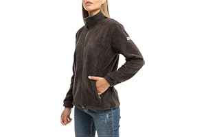 BISON BATTLE Giacca in Pile da Donna Felpa con Zip Intera E Tasche Colletto Rialzato Due Tasche Laterali Interne per l'escursionismo E Il Tempo Libero