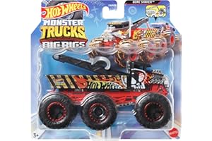 Hot Wheels Monster Trucks Big Rigs (Assorted Styles, One Random Item), 1:64 Scale Toy Truck with 6 Wheels, Haul or Tow Other Vehicles, HWN86