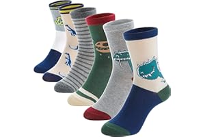Anlisim 6 Pairs Boys Kids Socks Fun Crazy Funny Novelty Cartoon Space Rocket Dinosaur Crew Cotton Socks