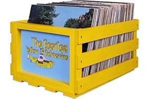 Crosley AC1004A-YS Caisse de rangement pour disques jusqu'à 75 albums, sous-marin jaune des Beatles