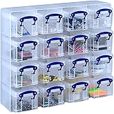 Really Useful Organiser, 16 x 0.14 Litre Storage Boxes in a Clear Plastic Organiser and Clear Boxes