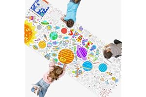 SpriteGru Universum Ausmalposter, großes Ausmalpapier 76 cm x 190 cm, Jumbo-Größe, Raumthema, DIY Malen, Zeichenbanner/Tischdecke