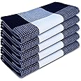 Alta Scelta Waffle 100% Cotton Kitchen Towels Quality Tea Towels Quick Dry Your Kitchen Accessories Blue and White Absorbent kitchen towel Set of 5 - Size 50 * 70cm 80g