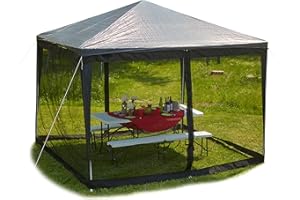 Relaxdays Moskitonetz für 3 x 3 m Pavillon, 2 Seitenteile, mit Reißverschluss, Klettband, 12 m XL Mückennetz, schwarz