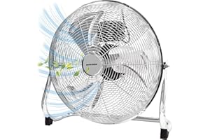 Syntrox Turbo Ventilator Quirbos | Edelstahl Windmaschine | Bodenventilator, 41 cm Rotorblatt, 3 Geschwindigkeitsstufen, 100 Watt, Stabil und standfest
