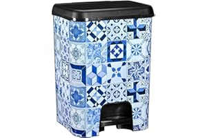 COM-FORT HOUSE | Cubo de Basura Pedal | Capacidad de 26 litros | Cubo Reciclaje| Decoración Alhambra | Color Negro | Cubo de Basura Cocina | Piezas Extraíbles | Limpieza Fácil |