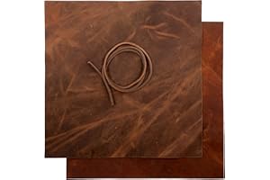 MOONSTER® - Set in vera pelle di bufalo pieno fiore, senza finta pelle, marrone scuro e marrone rosso (2 pezzi di pelle + cordoncino in pelle)