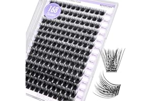 BEYELIAN Rzęsy klastrowe, 168 szt. D+ Curl Lash Clusters, przedłużenia rzęs 10–16 mm, mieszane rzęsy wielokrotnego użytku w domu (styl B)