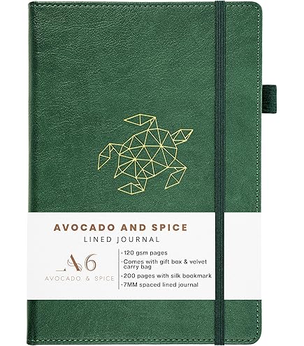 A4 Journal Notitieboek van Avocado and Spice® met Geschenkdoos & Fluwelen Tas – Schrijfblok A4 Gestippeld Notitieboek - Imitatieleer Veganvriendelijk met 200 Dikke Pagina (Groen, Gestippeld