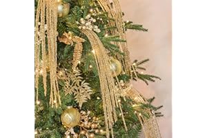 KI Store 6 rami decorativi di Natale, rami di Natale artificiali, 82 cm, con rami di strass, ramoscello di vischio per decorazioni natalizie (clip per champagne)