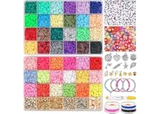 Tiokkss 42 Colors 11504 PCS Clay Beads for Bracelets Making Kit with 600 PCS Letter Beads for Jewelry Making Kit Heishi Beads