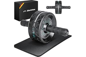 ‎ELITEATHLETE EliteAthlete Bauchroller Bauchmuskeltrainer - AB Roller - Bauchtrainer für Zuhause - Bauch Weg - Abdominal Trainer - AB Wheel inkl. gepolsterter Kniematte